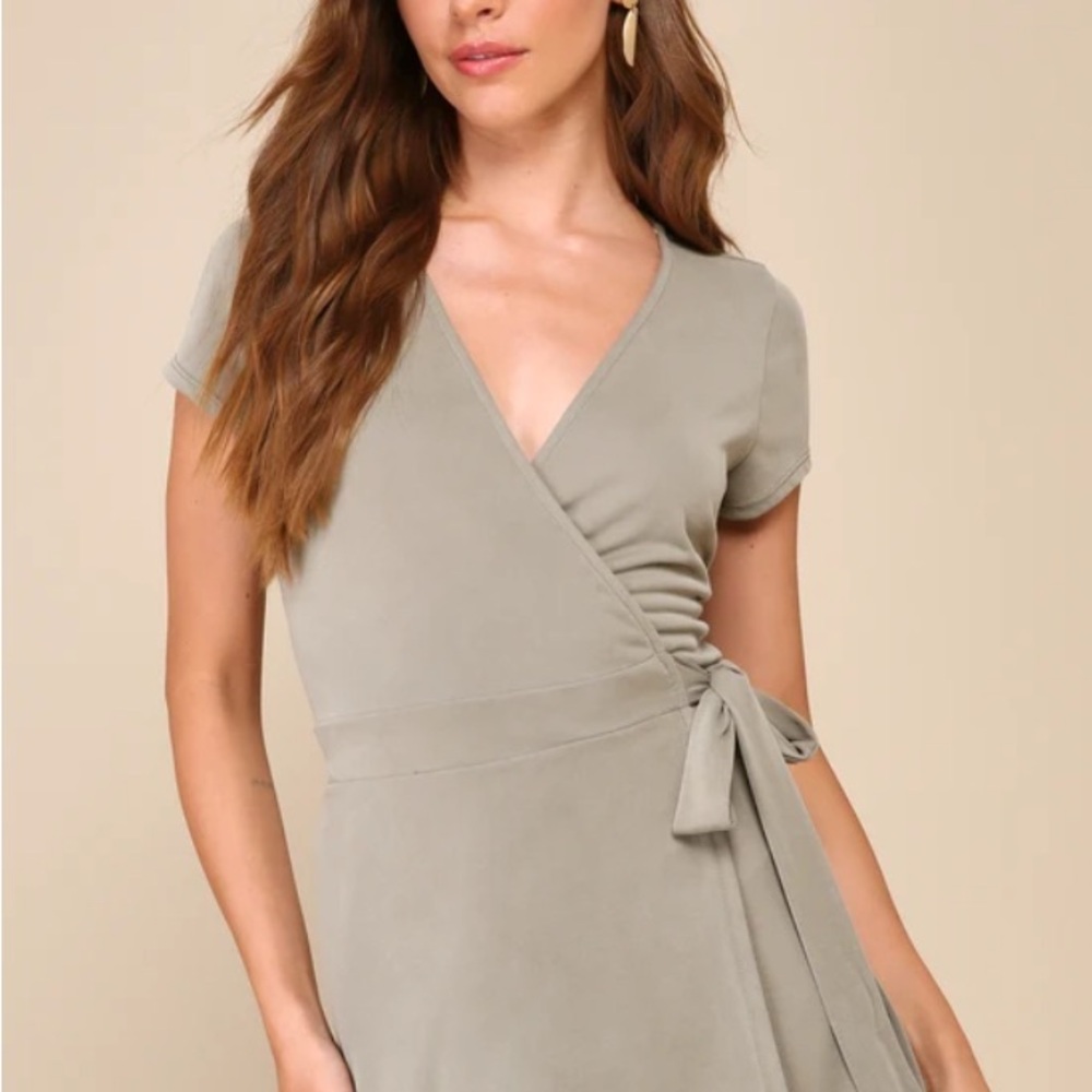 Lulu's Chic Wrap Jumpsuit in sage